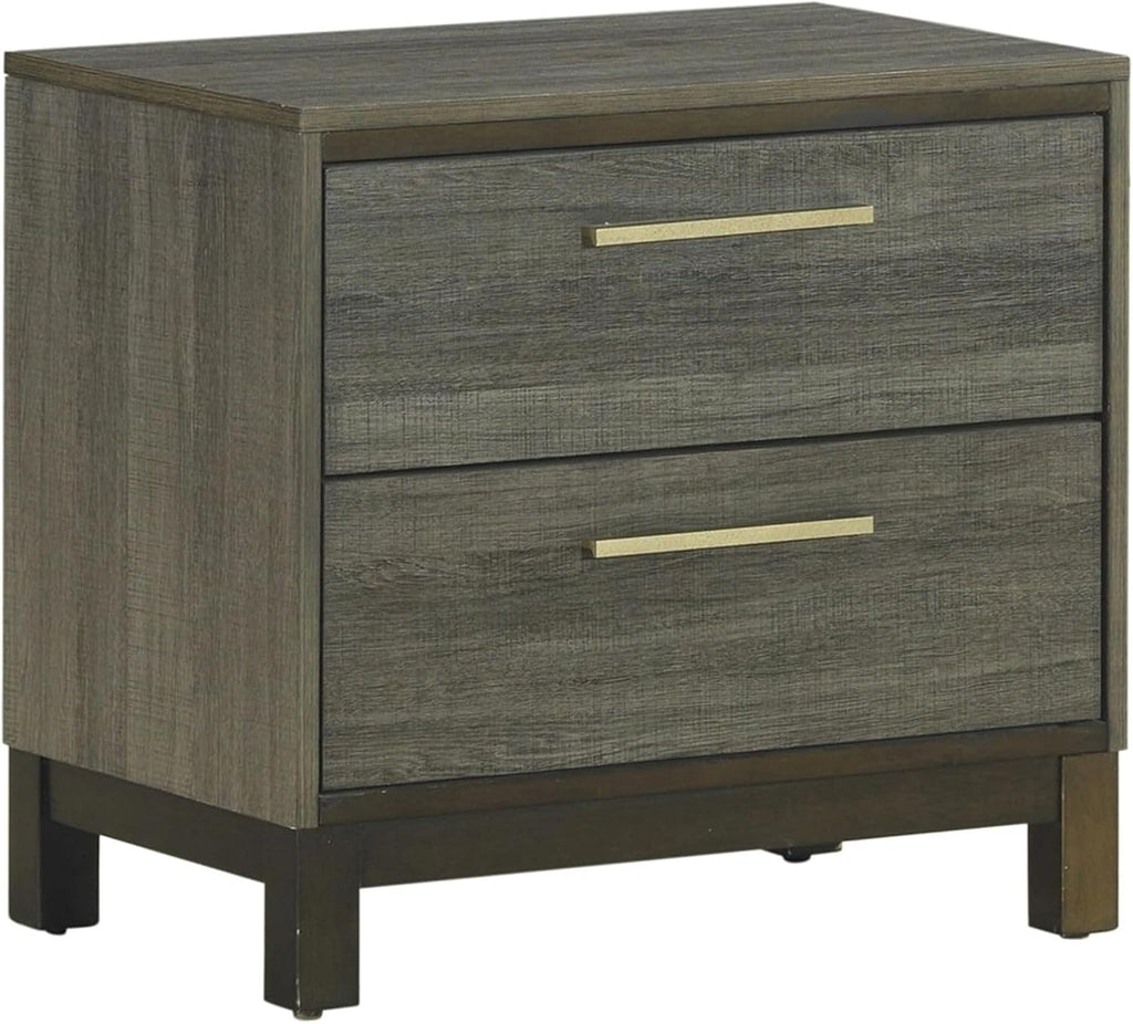 Kings Brand Furniture 3-Piece Antique Grey Bedroom Set – King Size Wood Bed Frame with 2 Nightstands