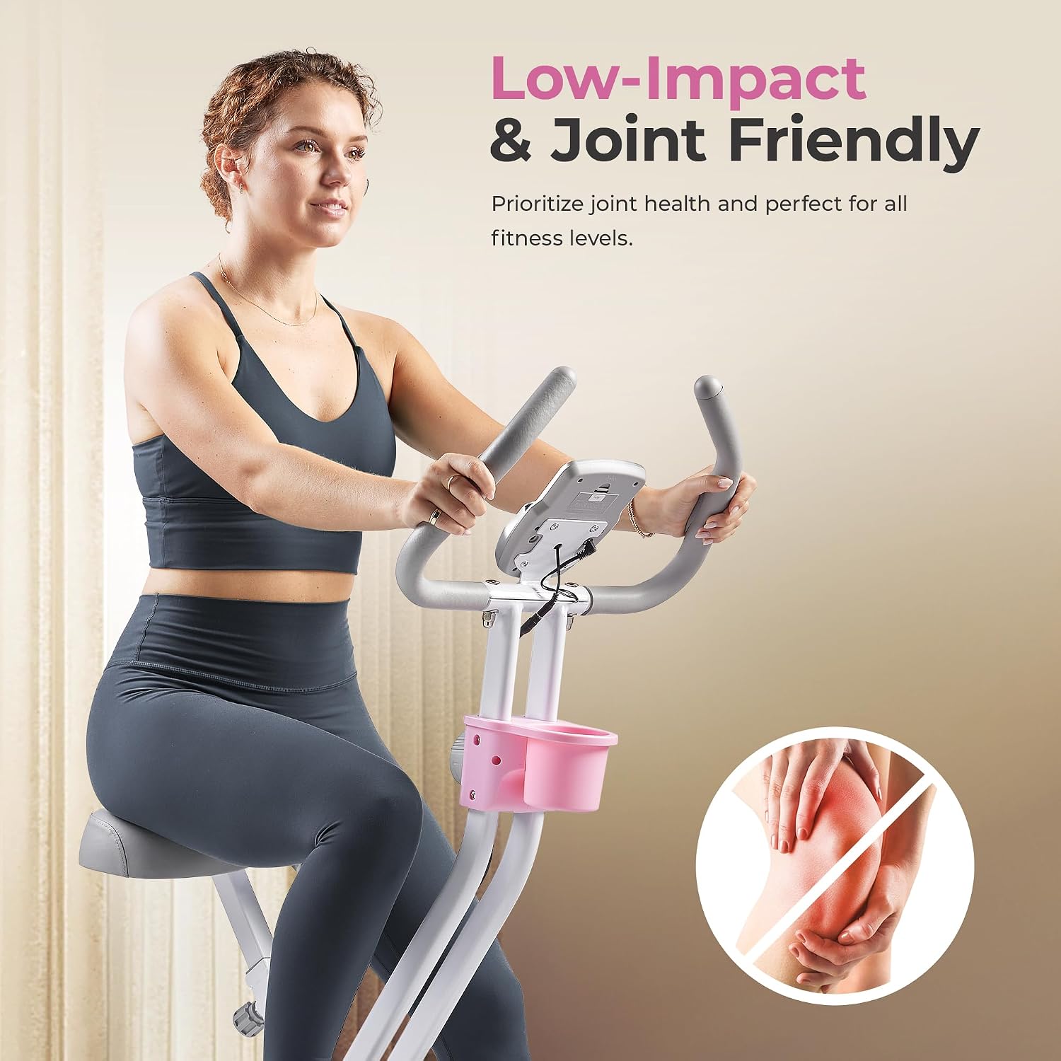 Sunny Health & Fitness Smart Folding X-Bike, Portable Compact Exercise Bike for Indoor Cycling Workout, Home Cardio Training Machine, Free SunnyFit App Bluetooth Connect