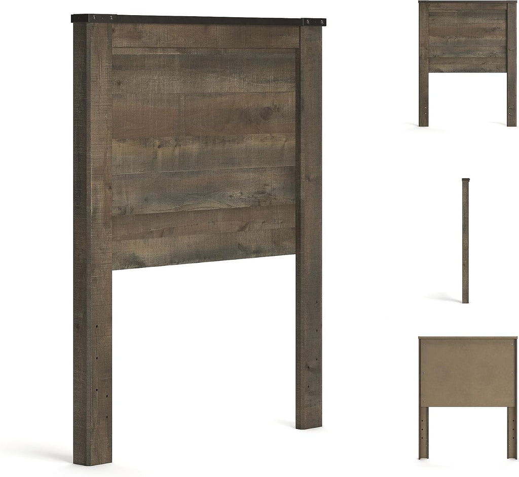 Signature Design by Ashley Trinell Rustic Panel Headboard, Twin, Warm Brown
