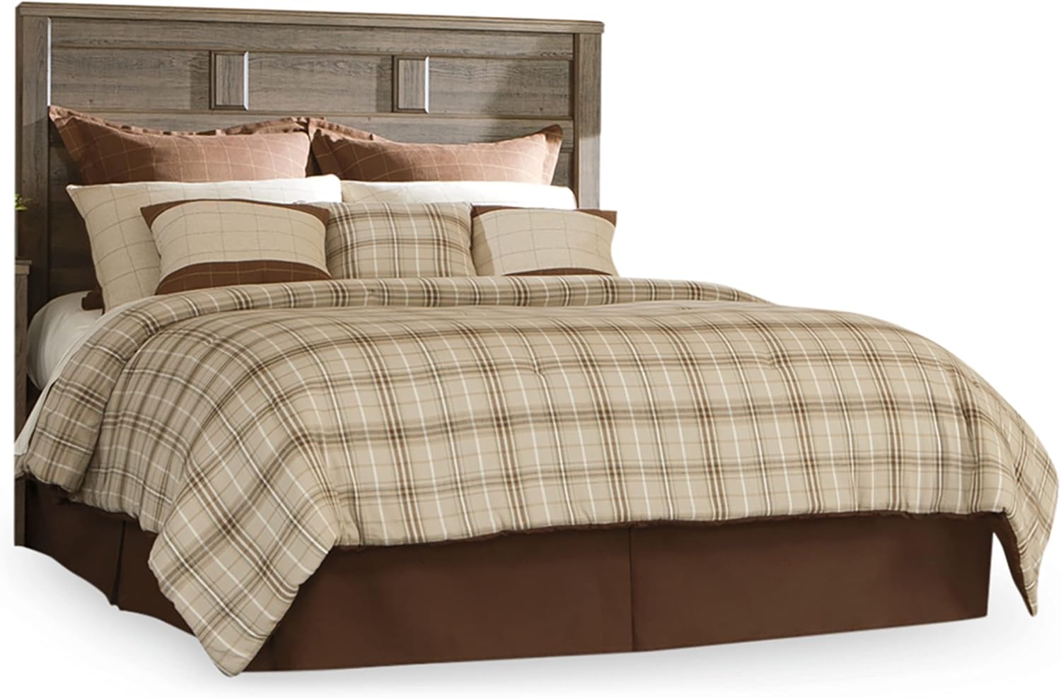 Signature Design by Ashley Juararo Rustic Panel Headboard ONLY, Queen, Weathered Brown