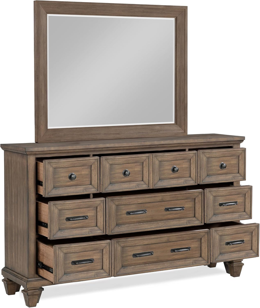 New Classic Furniture Mariana 4-Piece Wood Cal King Bedroom Set with Chest, Vintage Mocha