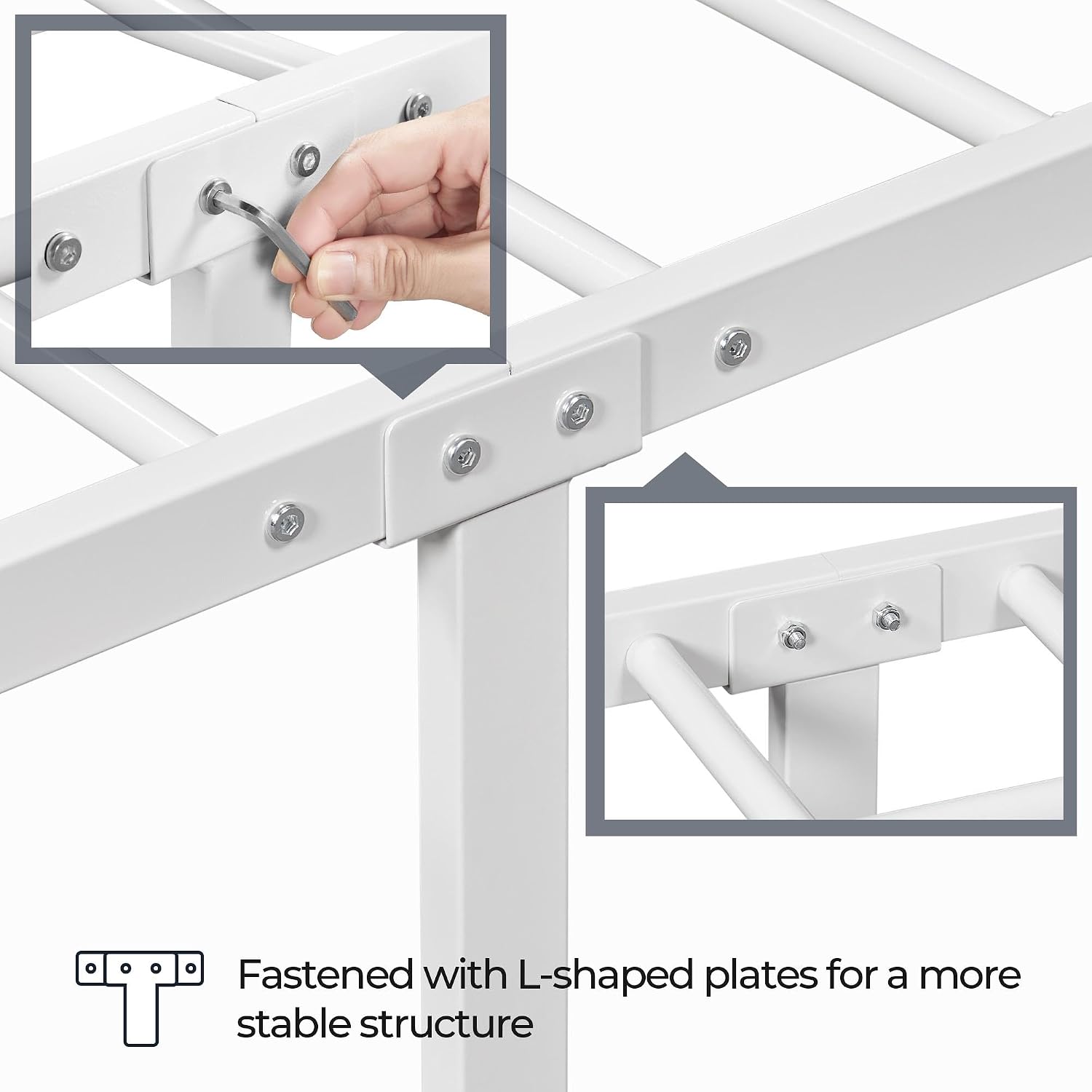Yaheetech Classic Metal Platform Bed Frame Mattress Foundation with Victorian Style Iron-Art Headboard/Footboard/Under Bed Storage/No Box Spring Needed/Queen Size White