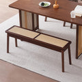 Stool, Rattan Bench Faux Rattan Weaving Design Dining Bench Simple Corner Bench with Rounded Corner Entrance Bench for Kitchen Entrance Corridor(Brown,31.5in)