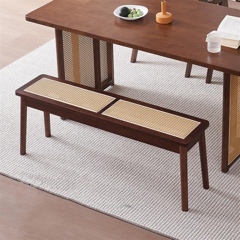 Stool, Rattan Bench Faux Rattan Weaving Design Dining Bench Simple Corner Bench with Rounded Corner Entrance Bench for Kitchen Entrance Corridor(Brown,31.5in)