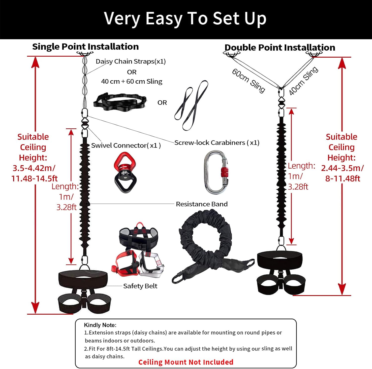 PRIOR FITNESS Bungee Fitness Set Yoga Bungee Cord Rope Resistance Air Dance Rope Exercise Fitness Home Gym Professional Training Equipment
