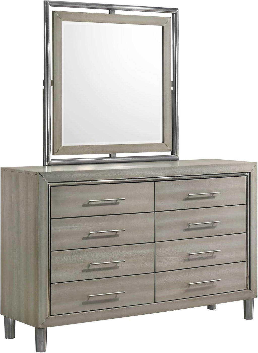 New Classic Furniture Lennox 4Pc Wood Cal King Bedroom Set w Nightstand, Gray