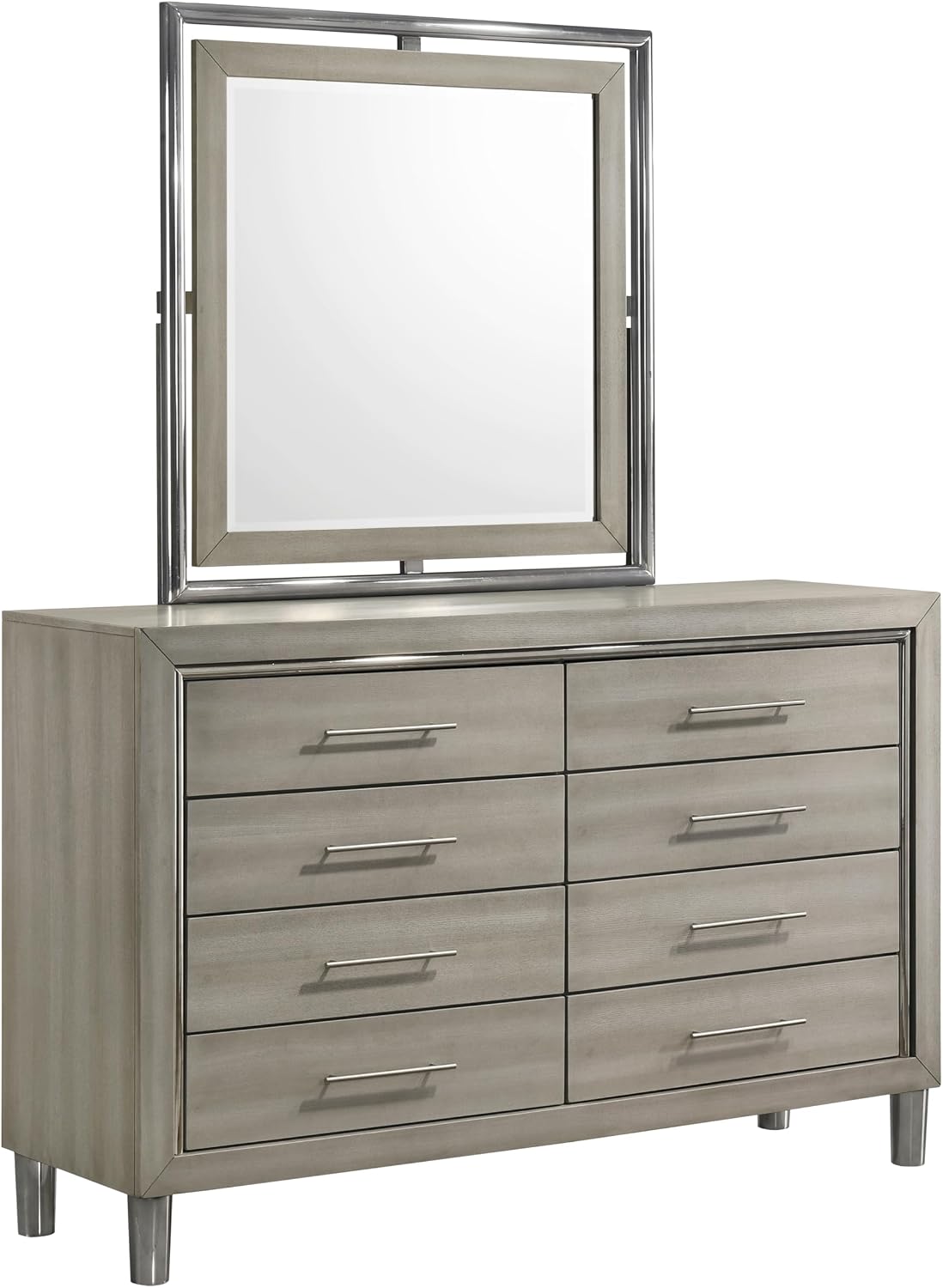 New Classic Furniture Lennox 4Pc Wood Cal King Bedroom Set w Nightstand, Gray