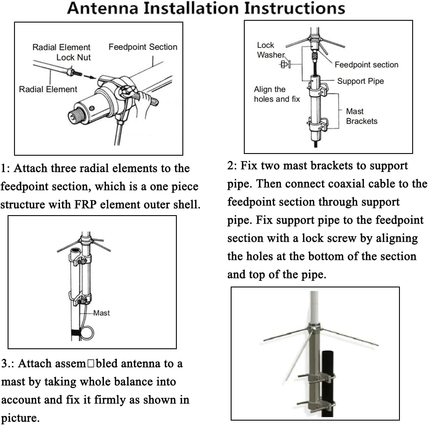 Dual Band VHF UHF 2m 70cm Base Antenna for Mobile Ham Radio Repeater Base Station, 144/440 MHz, 10meter svy50-5 Cable/ 200Watt/ BNC/SMA/UHF/ So239, 5.6 FT