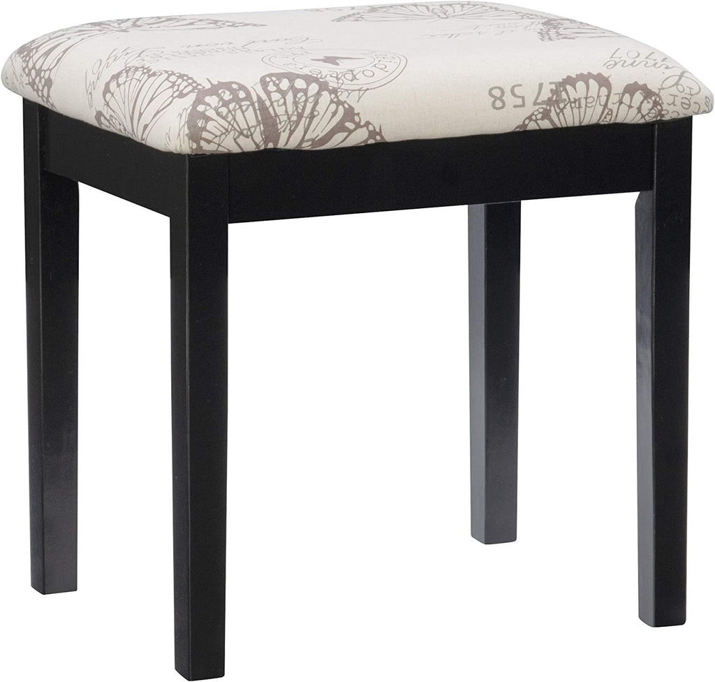 Linon Home Dcor Linon Black Butterfly Stool Vanity Set with Bench, 36'w x 18'd x 30'h,
