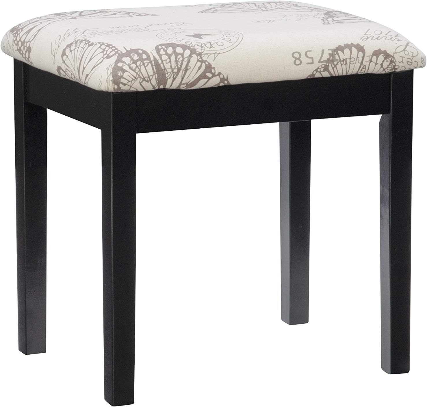 Linon Home Dcor Linon Black Butterfly Stool Vanity Set with Bench, 36'w x 18'd x 30'h,