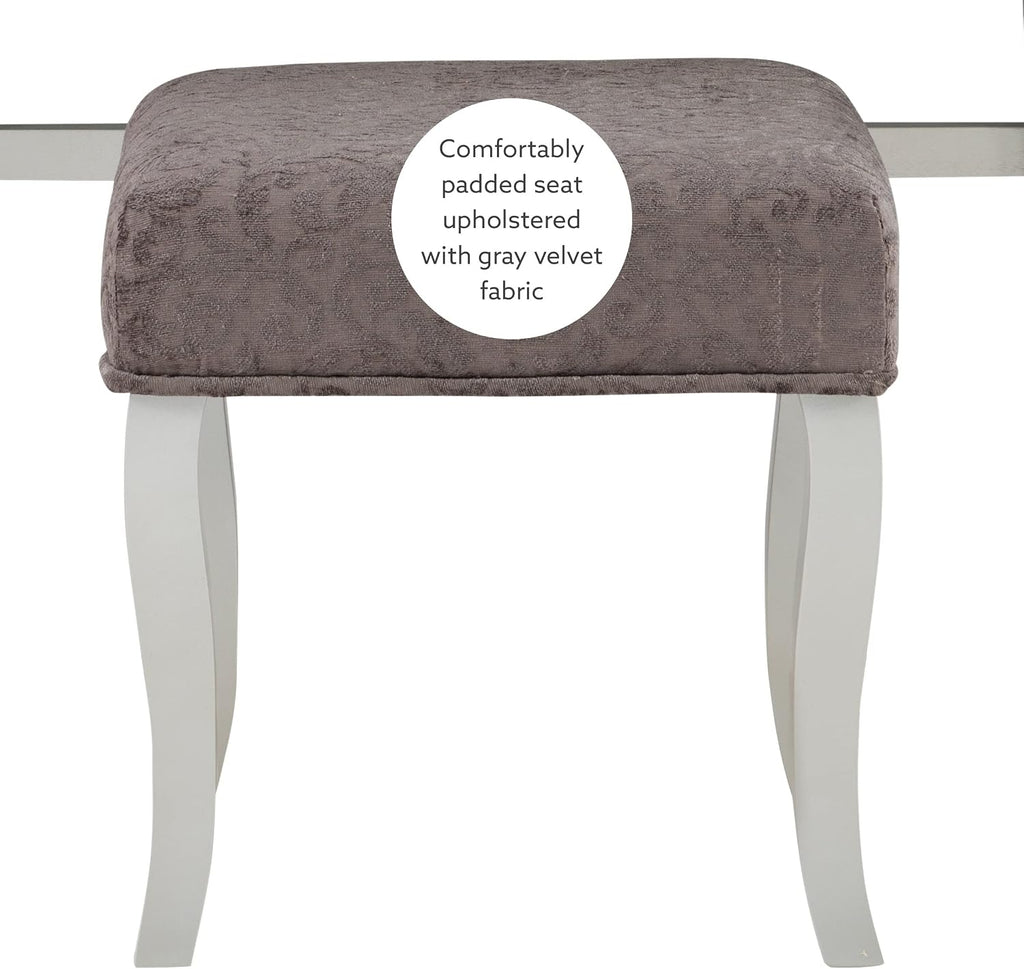 Linon Silver Harper Vanity Set, 32' W x 18' D x 46.75' H