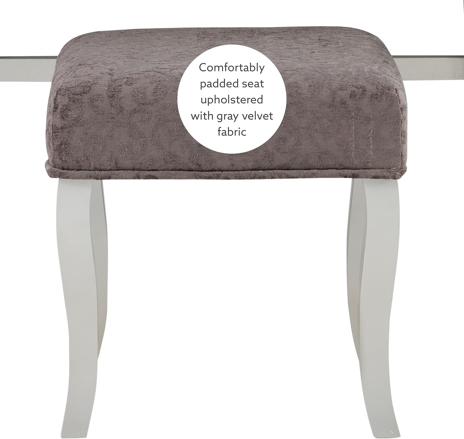 Linon Silver Harper Vanity Set, 32' W x 18' D x 46.75' H