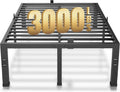 MAF 18 Inch High Queen Bed Frame No Box Spring Needed Heavy Duty Queen Platform Bed Frame Steel Slat Support Noise Free Black Bed Frame Queen Size Easy Assembly