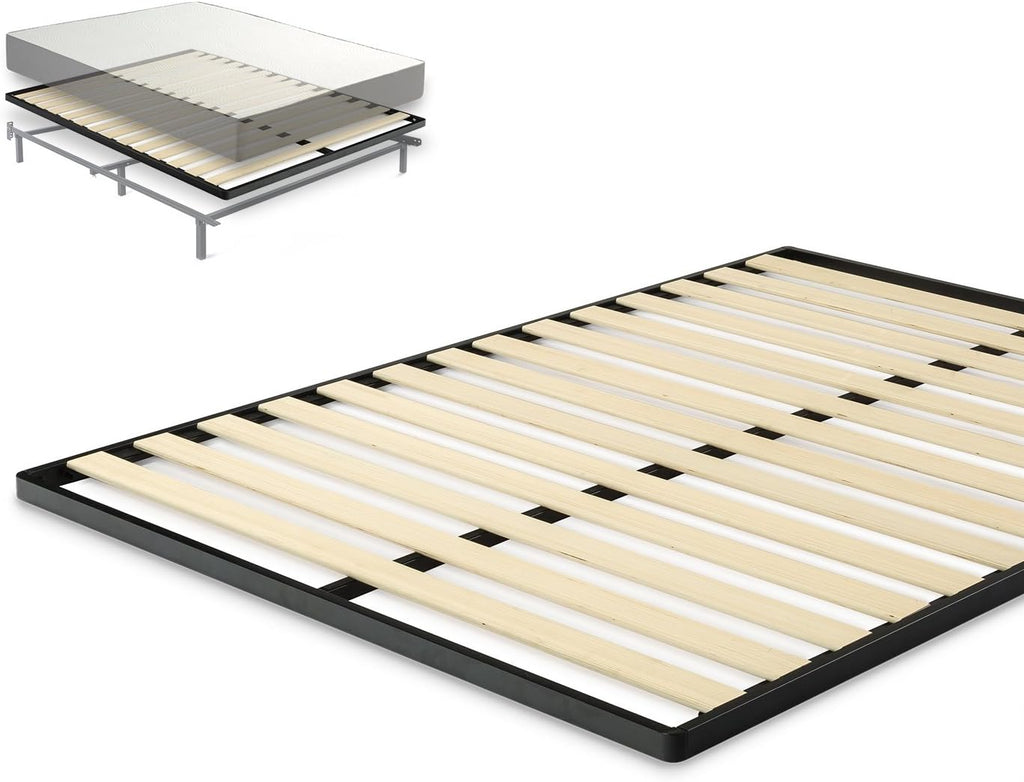 Zinus Deepak Easy Assembly Wood Slat 1.6 Inch Bunkie Board / Bed Slat Replacement, King & ZINUS Compack Metal Bed Frame / 7 Inch Support Bed Frame for Box Spring and Mattress Set, Black, King