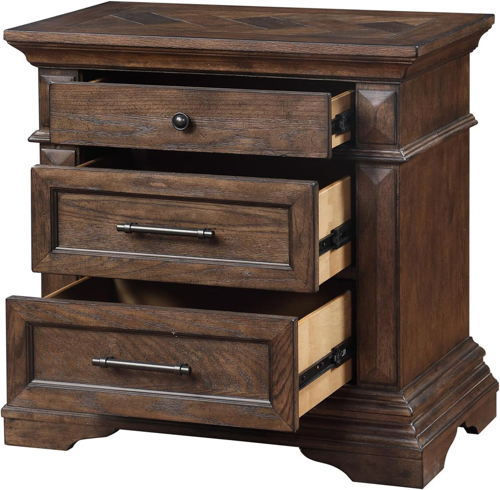 New Classic Mar Vista 4-Piece Wood King Bedroom Set with Nightstand in Walnut
