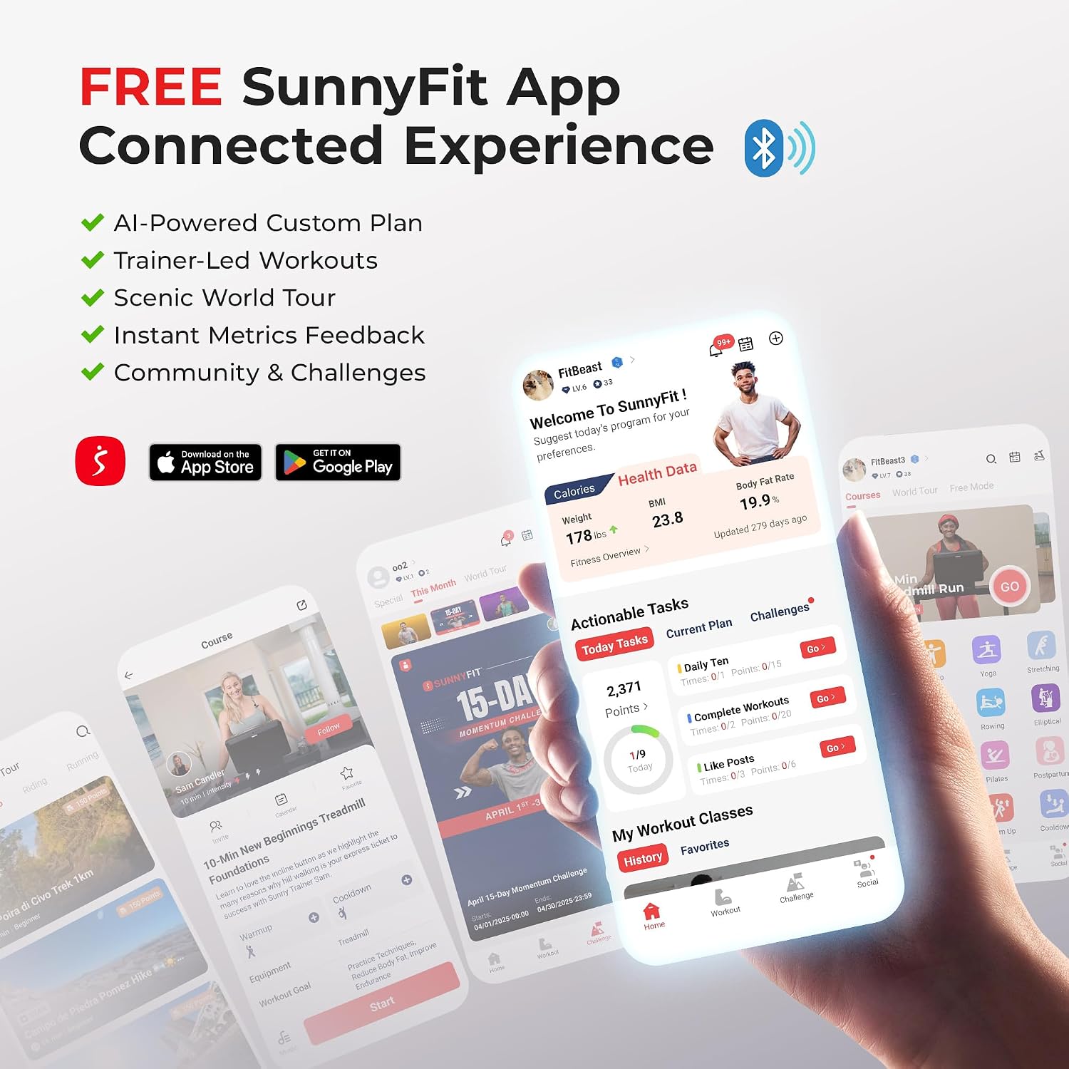 Sunny Health & Fitness 2-in-1 Power Stepper, 400 lb Weight Capacity, Resistance Bands, Height-Adjustable, Low-Impact Cardio, Bluetooth + SunnyFit App, SF-S021054