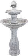 Sunnydaze 45-Inch 2-Tier Arcade Outdoor Solar Water Fountain - Outdoor Water Feature with LED Light for Garden, Patio, Yard or Balcony - White