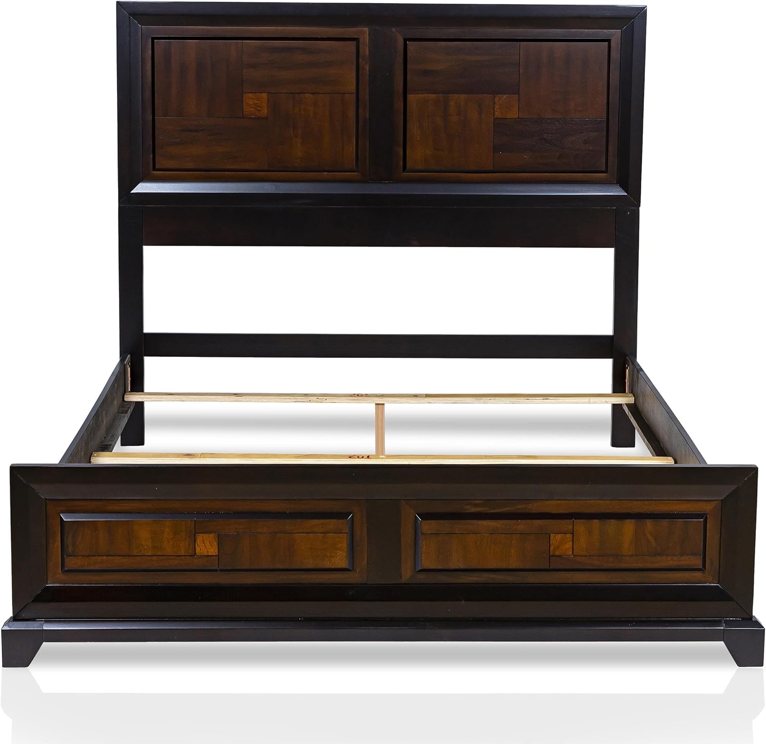 Furniture of America FOA Delia 2pc Walnut Transitional Wood Panel Bedroom Set - King + Nightstand