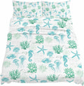 Green Aqua Coastal Cal King Sheet Set 4 Piece Bedding - Nautical Jellyfish Seashells Starfish Breathable Comfy Cooling Bed Sheets & Pillowcase Sets,Hotel Luxury Flat Sheets Deep Pockets Fitted Sheet