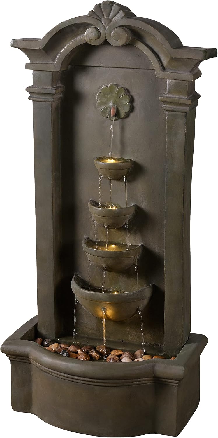 Kenroy Home 51021MS Cathedral Indoor/Outdoor Floor Fountain with Green Finish, Traditional Style, 44' Height, 20' Width, 12' Depth