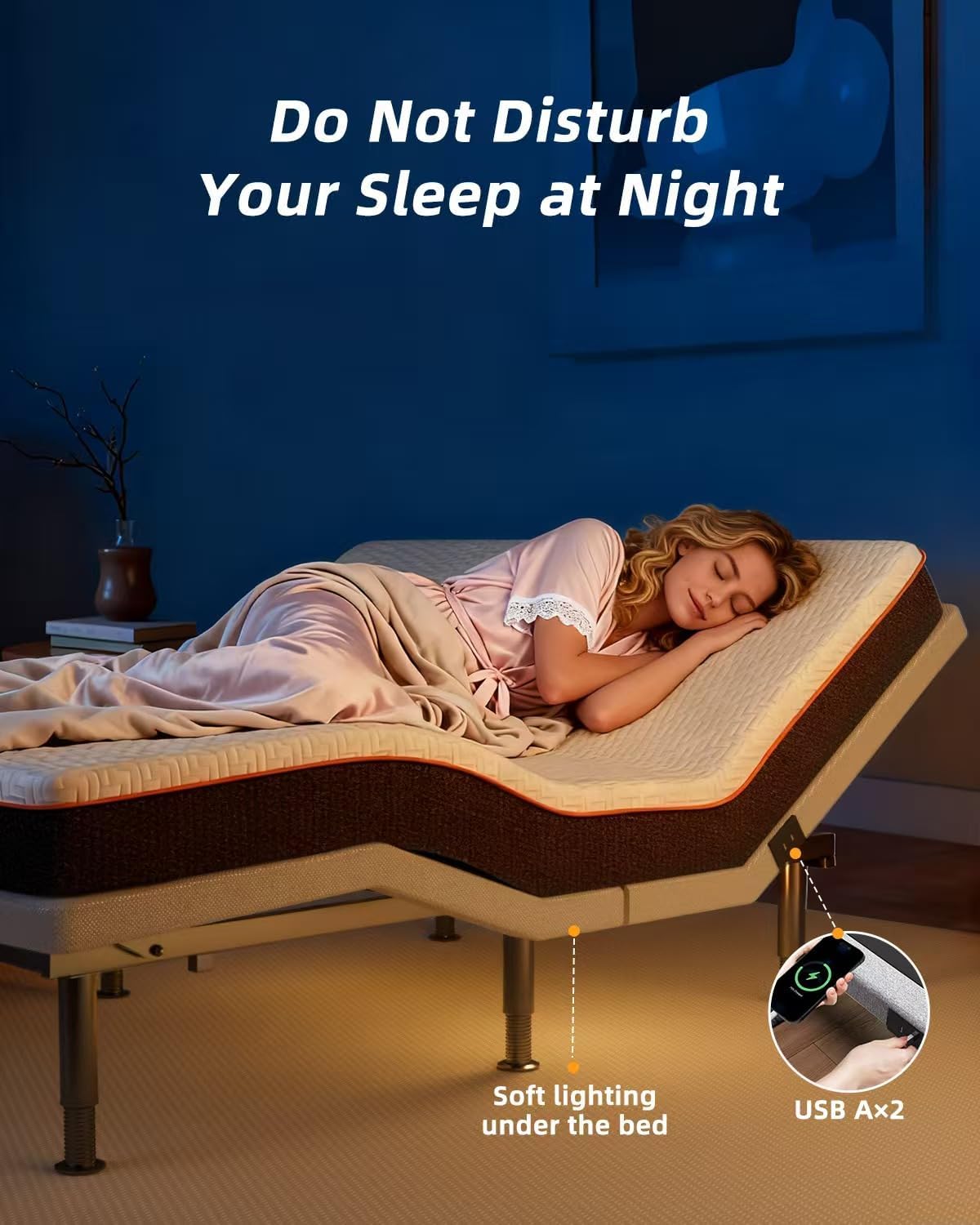 Electric Full Size Adjustable Bed Frame with Wireless Remote, USB, Head & Foot Incline, Underbed Lighting, Heavy Duty Platform - Easy Assembly, Zero Gravity, Quiet Motor - Metal BedFrame