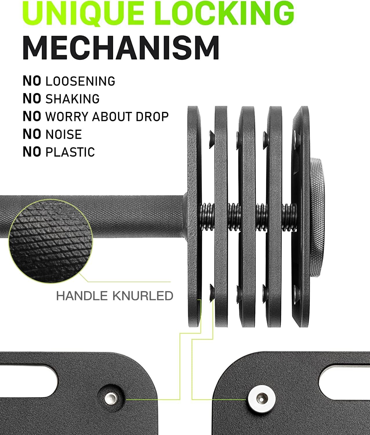 Eisenlink Adjustable Dumbbell Set, 10-50/80lb, 5lb Increments, Quick-Lock Square Weight Dumbbells for Home Gym Fitness (50/80lb×2)