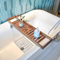 Walnut Bath Caddy Tray with Tablet Holder and Book Stand Luxury Bathroom Accessory Rack for a Relaxing Bath Experience (70 * 22cm)