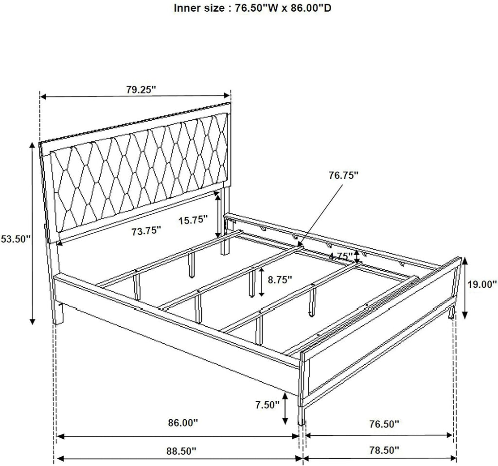 Coaster Home Furnishings Sonora Contemporary 4-Piece Bedroom Set Leatherette Upholstered California King Size Panel Bed Frame 54-inch Headboard White 224861KW-S4