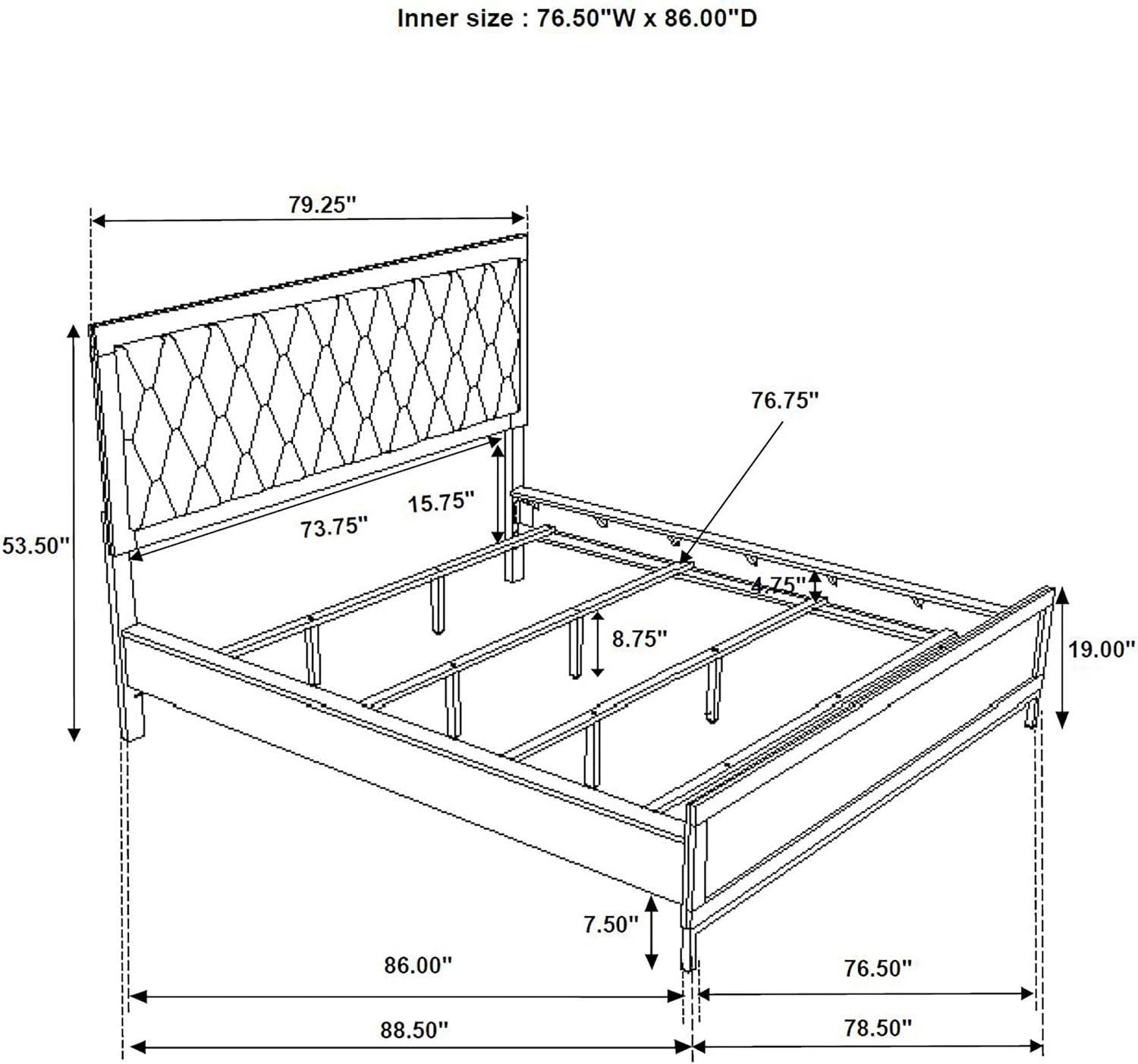 Coaster Home Furnishings Sonora Contemporary 4-Piece Bedroom Set Leatherette Upholstered California King Size Panel Bed Frame 54-inch Headboard White 224861KW-S4
