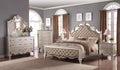 First of a Kind Sonia Contemporary 4 Piece King Bedroom Set with Upholstered Headboard Sleek Modern Design Coordinated Furniture Collection, Champagne