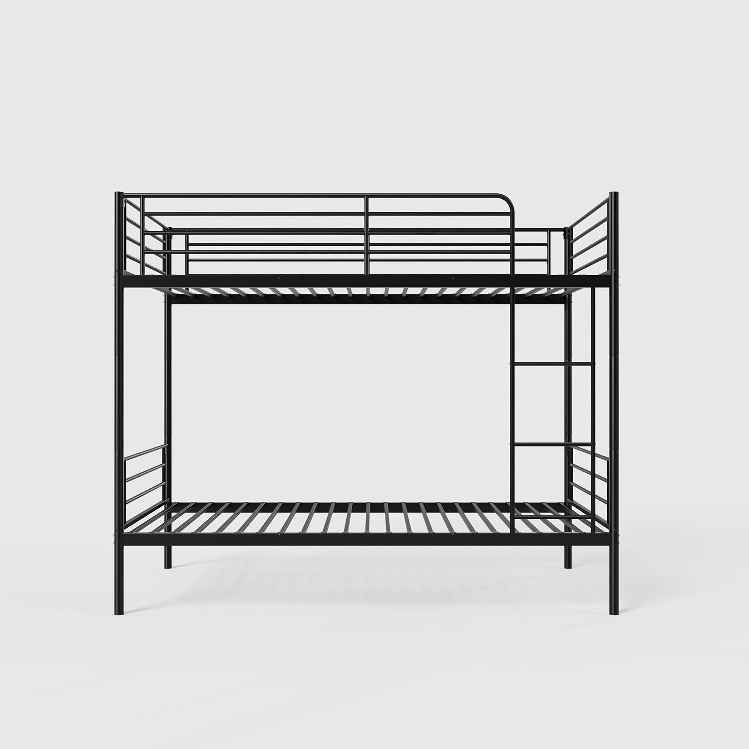 Bellemave Twin Over Twin Bunk Beds, Metal Bunk Bed Frame with Ladder and Full-Length Guardrail for Kids, Adults, Can be Split, Black