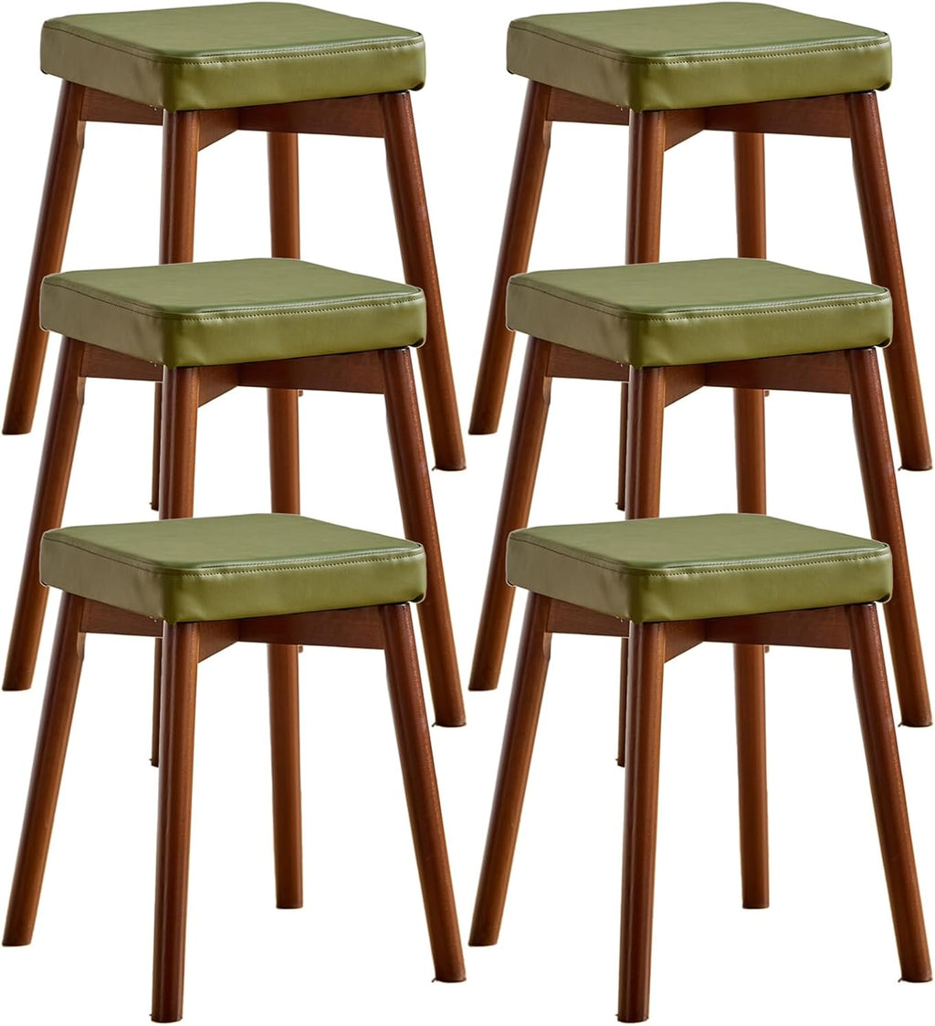 Upholstered Vanity Bench Set - Solid Wood Stool with Soft Cushion Seat for Living Room, Dining Room, Entryway, Bedroom, Home Decor