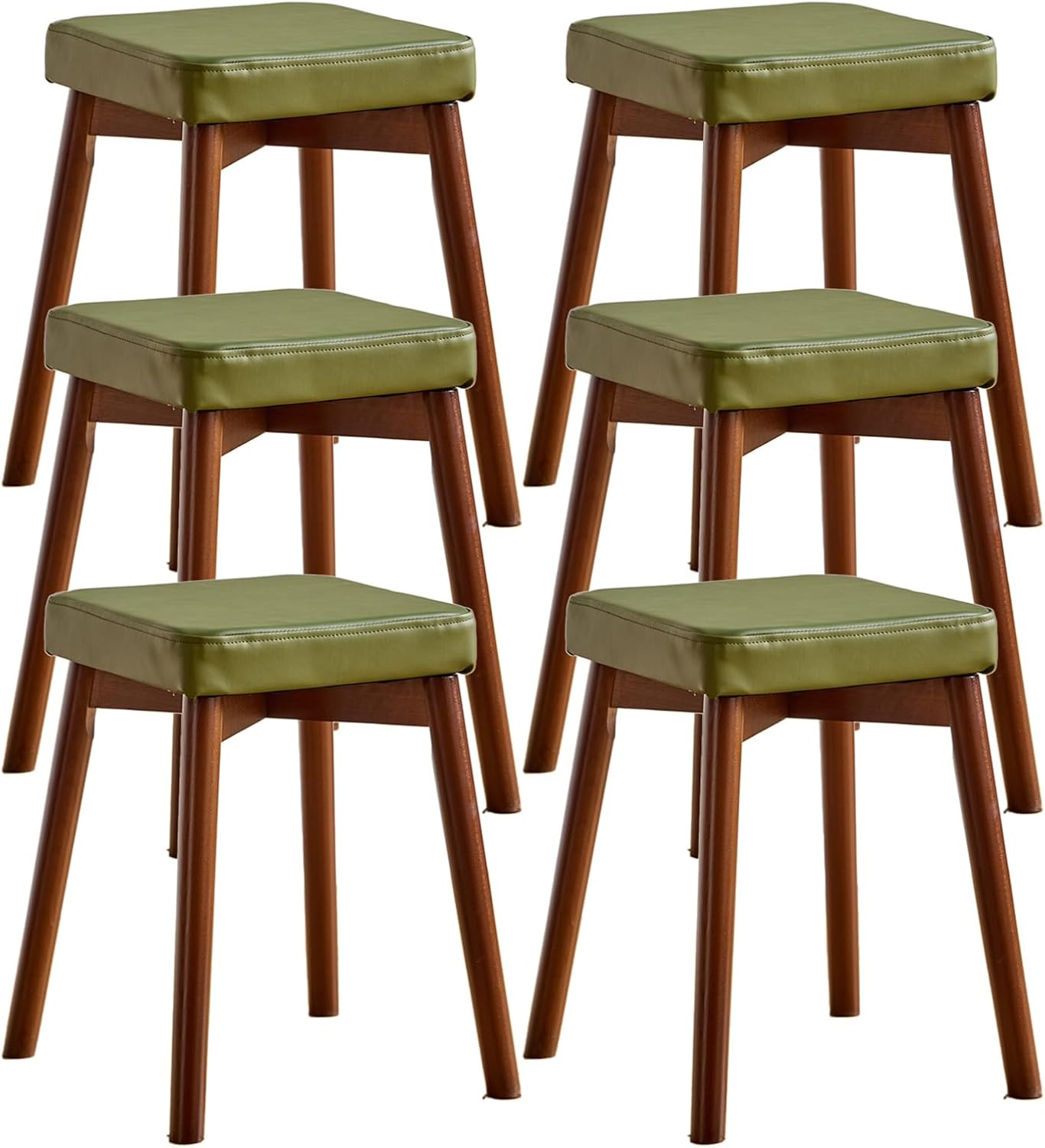 Upholstered Vanity Bench Set - Solid Wood Stool with Soft Cushion Seat for Living Room, Dining Room, Entryway, Bedroom, Home Decor