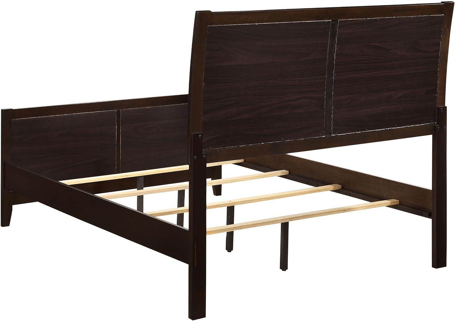 Coaster Home Furnishings Carlton Contemporary 4-Piece Bedroom Set Leatherette Upholstered Eastern King Size Panel Bed Frame 51-inch Headboard Cappuccino 202091KE-S4