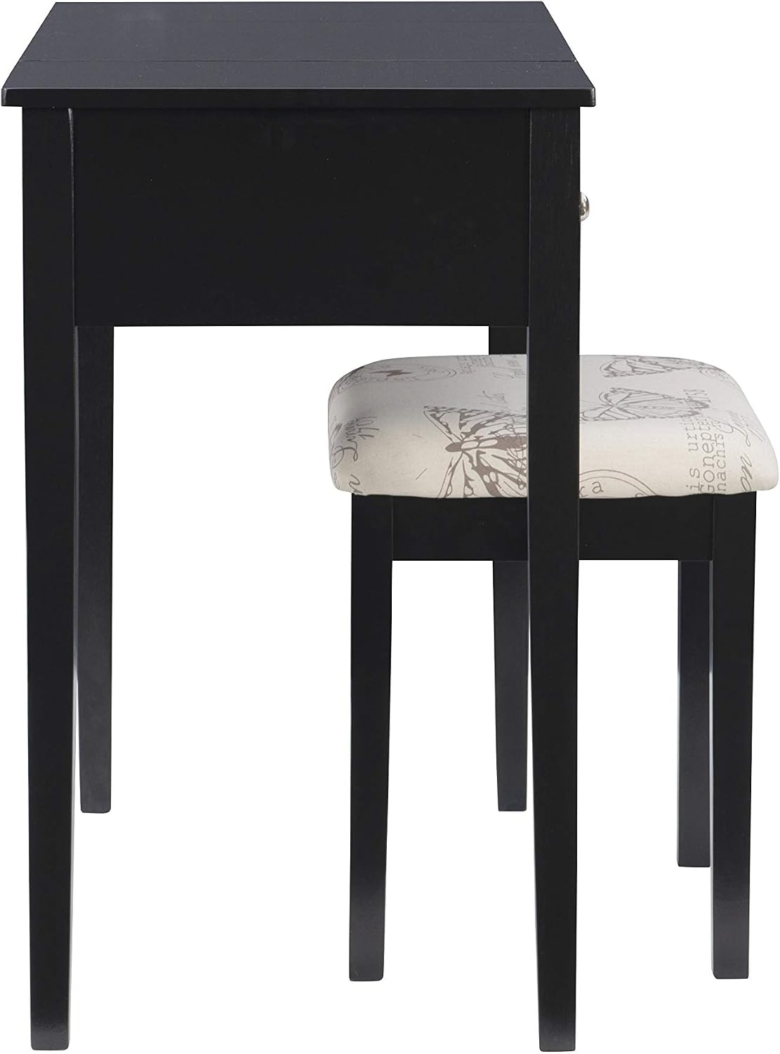 Linon Home Dcor Linon Black Butterfly Stool Vanity Set with Bench, 36'w x 18'd x 30'h,