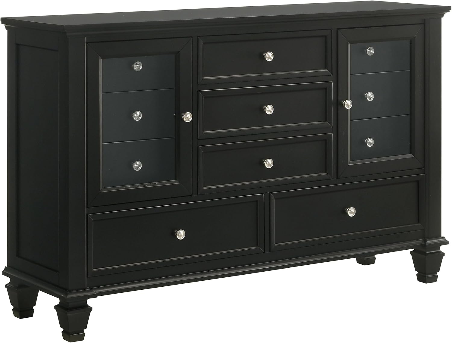 Coaster Home Furnishings Sandy Beach Coastal 4-Piece Bedroom Set Queen Size Panel Bed Frame 63-inch Headboard Black 201321Q-S4