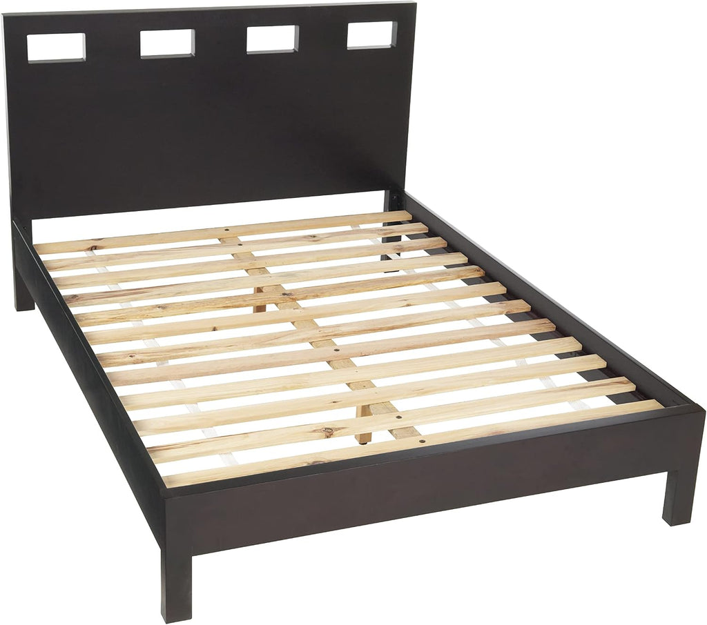 Modus Furniture Solid Wood Platform Bed, King, Riva - Espresso