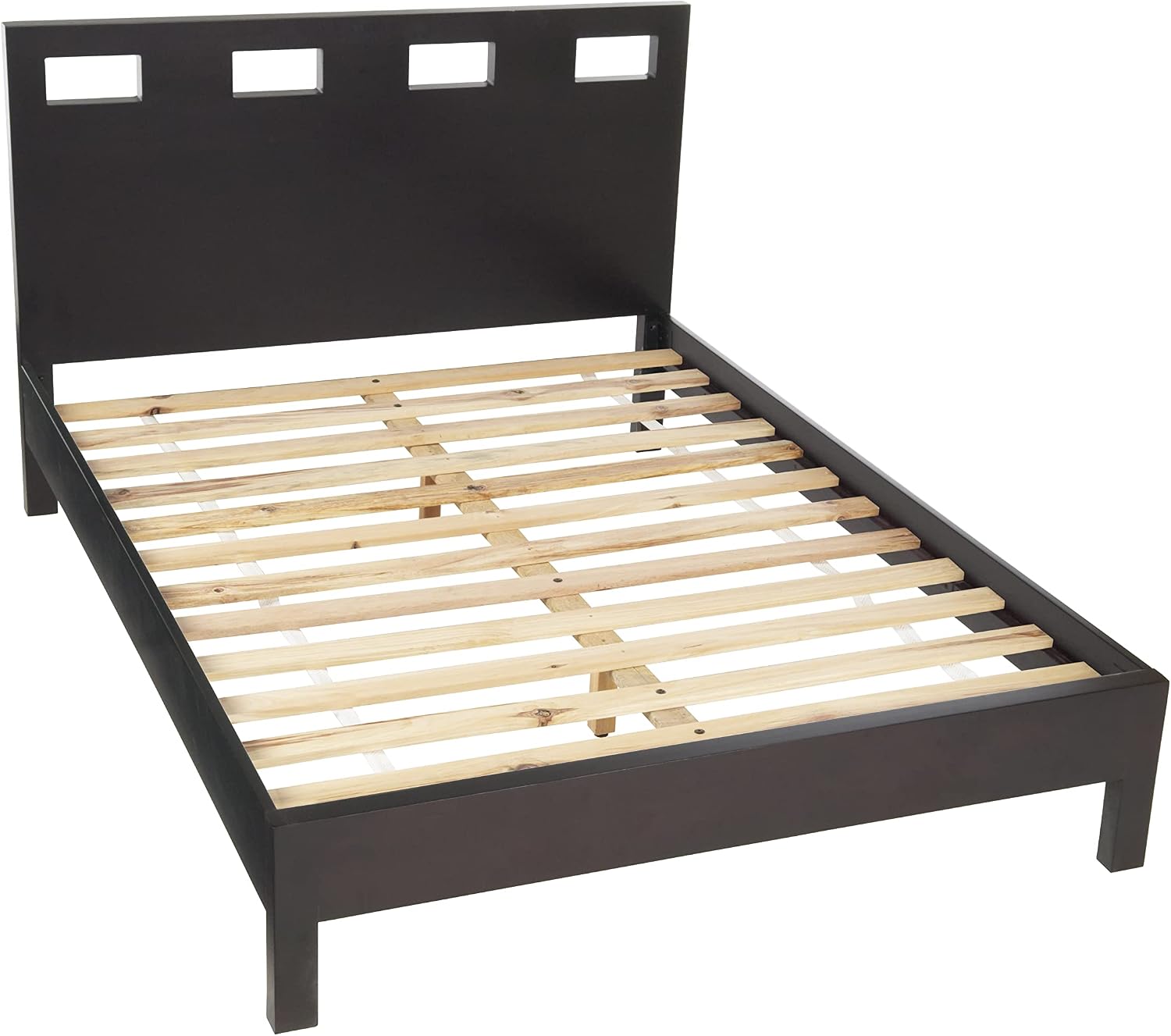 Modus Furniture Solid Wood Platform Bed, King, Riva - Espresso