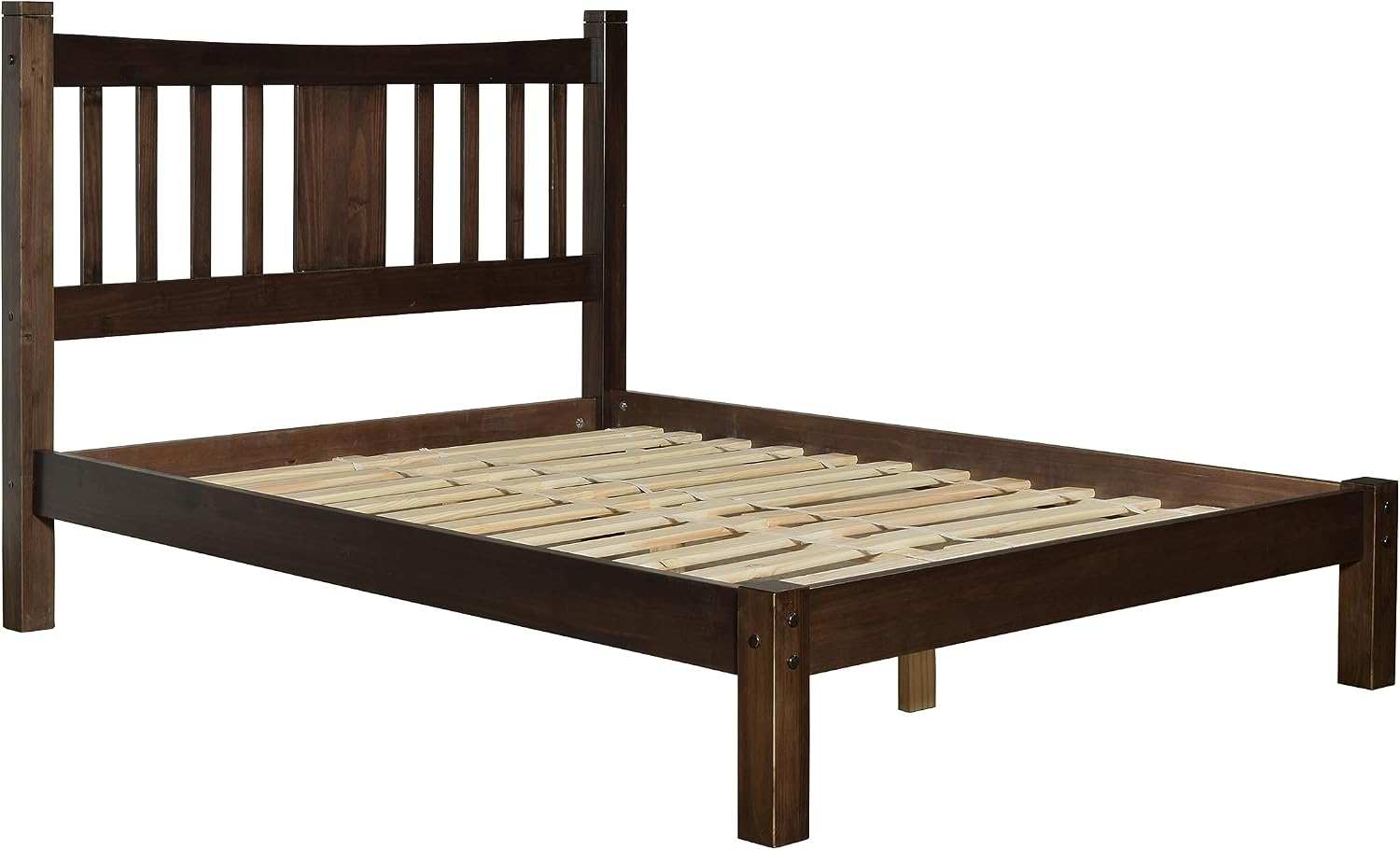Grain Wood Furniture Shaker Solid Wood Slat Platform Bed, King Size, Expresso