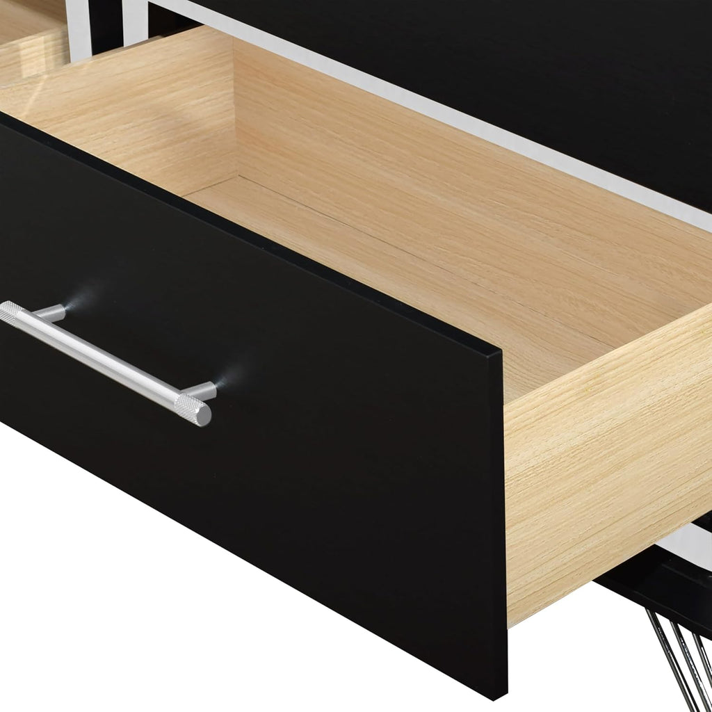 New Classic Furniture Ava 4-Piece Wood Queen Bedroom Set with Nightstand, Ebony Black