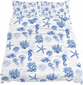 Blue Coastal Cal King Sheet Set 4 Piece Bedding - Ocean Nautical Coral Seahorse Starfish Breathable Comfy Cooling Bed Sheets & Pillowcase Sets,Hotel Luxury Flat Sheets Deep Pockets Fitted Sheet