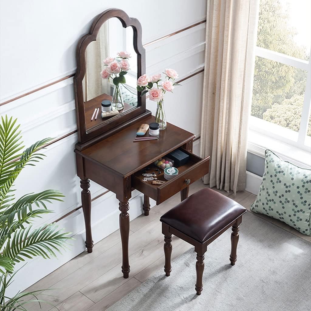 Vanity Benches Dresser Set Bedroom Vanity Table Modern Minimalist Dressing Table, Dressing Table + Makeup Stool + Drawer (Color : A)