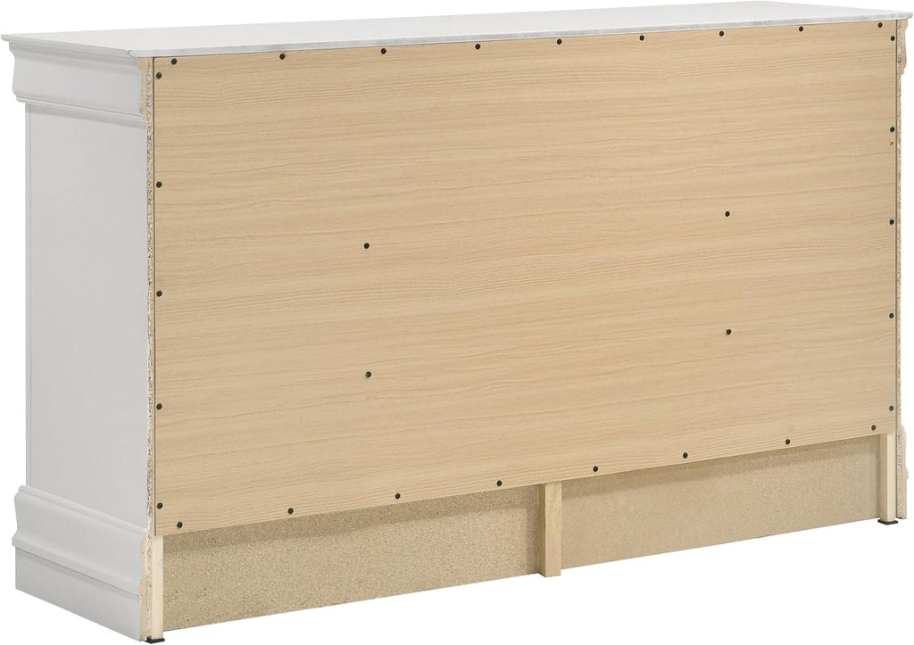 Coaster Home Furnishings Louis Philippe Traditional 4-Piece Bedroom Set Eastern King Size Sleigh Bed Frame 47-inch Headboard White 202441KE-S4