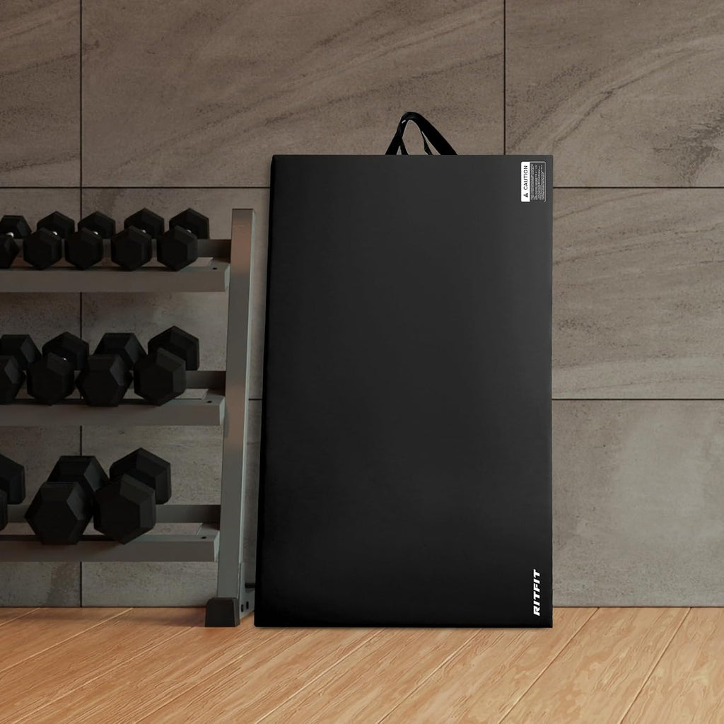 RitFit Upgraded Folding Exercise Mat, 2 Inch Thick Gymnastics Mat 3'x6',4'x8',4x10',2'x8' with Carrying Handles for Yoga, MMA, Stretching, Core Workouts and Home Gym Protective Flooring