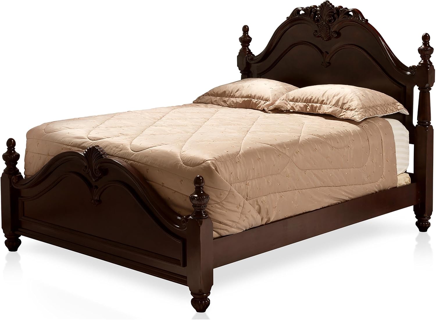 Furniture of America FOA Ruben 2pc Cherry Solid Wood Panel Bedroom Set - Cal King + Nightstand