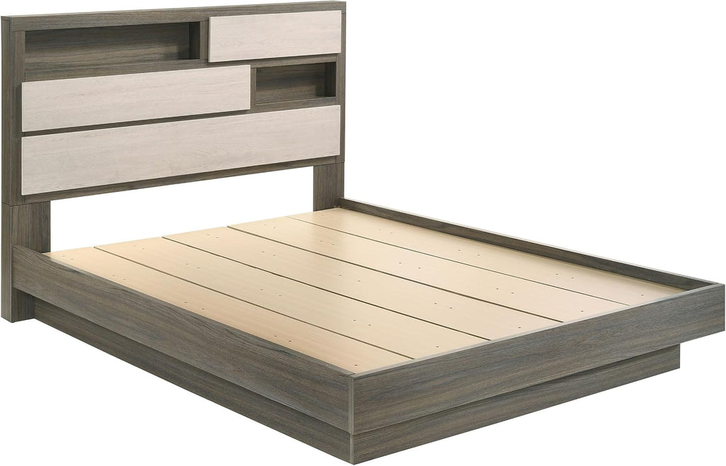 Coaster Home Furnishings Fenwick Not Assigned 4-Piece Bedroom Set California King Size Bookcase Bed Frame 48-inch Headboard Grey Oak/Almond 224981KW-S4