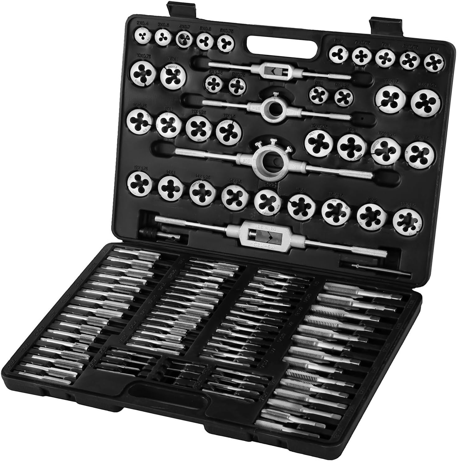 110 Pcs Tap And Die Combination Set Tungsten Steel Metric Tools W/case Metric,DIY Tools