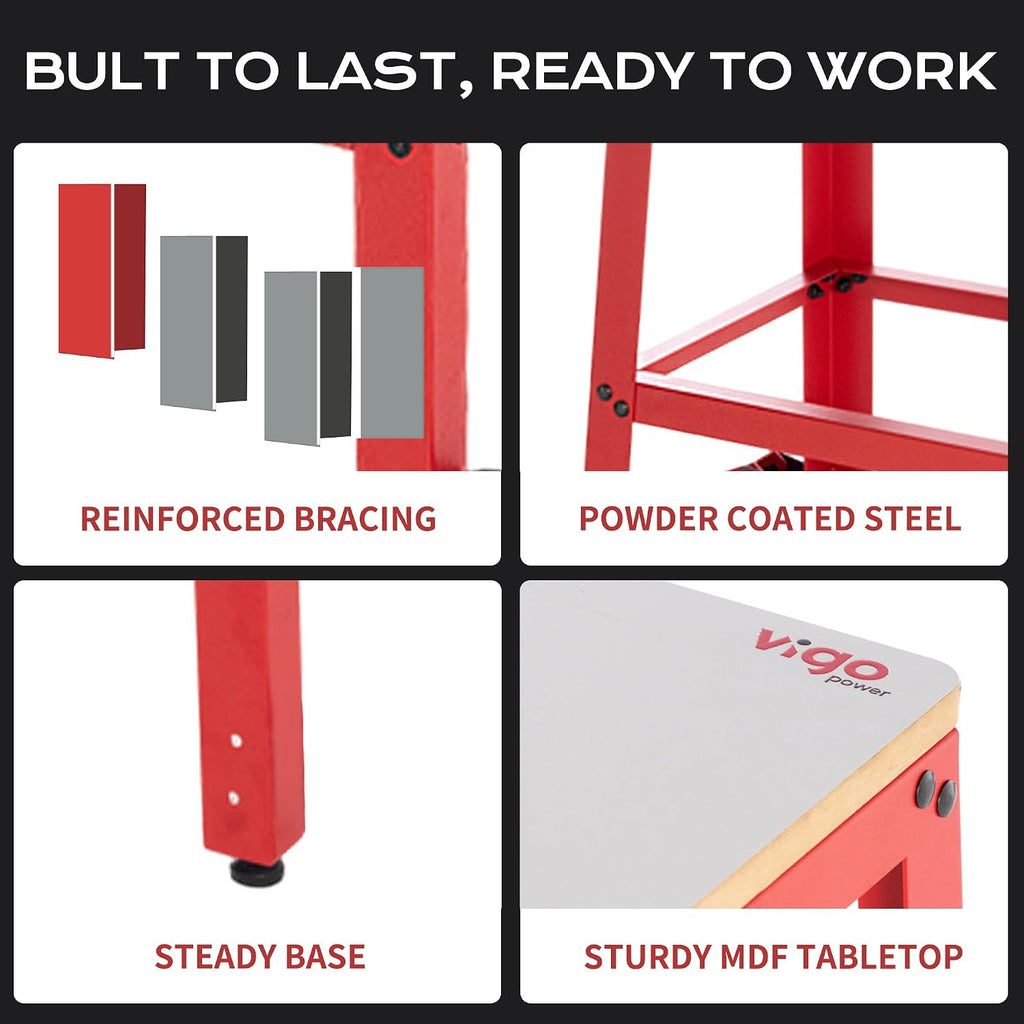 700 Lbs Heavy Duty Tool Stand, 30' Work Height & 26' x 14' MDF Top, Universal Benchtop Machine Table with Vibration-Dampening Base for Planer, Drill Press, Saws & Grinders