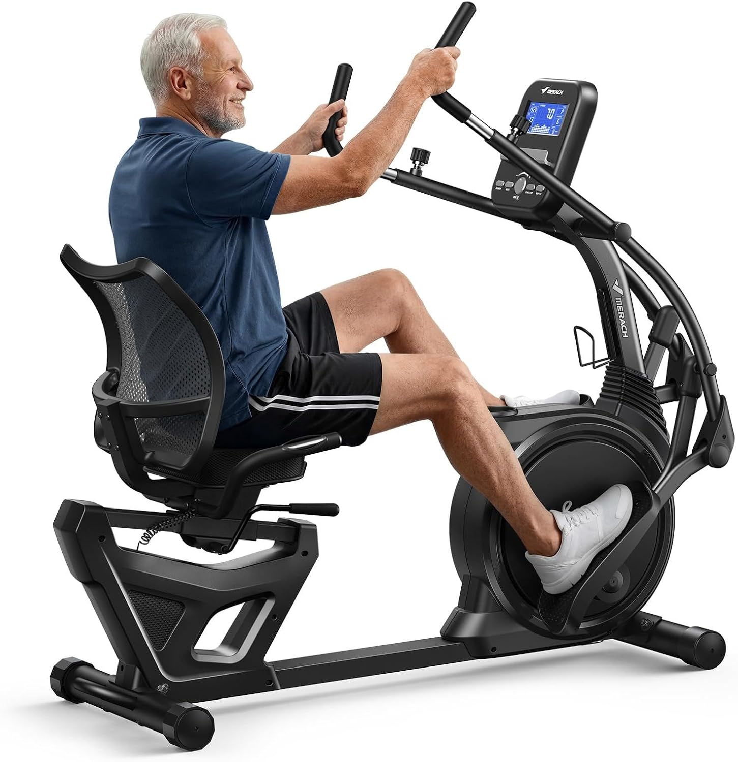 MERACH Recumbent Exercise Bikes for home, Light Commercial High-end Recumbent Bike for Seniors Adults, Magnetic Recumbent Exercise Bike with Smart Bluetooth and Exclusive App, LCD, Heart Rate Handle