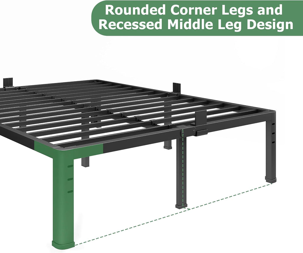NKZ 18 Inch Metal Platform Bed Frame,Queen Bed Frame with Storage Space, No Box Spring Needed, Easy Assembly, Noise Free, 3,500 lbs Heavy Duty Steel Slats Support